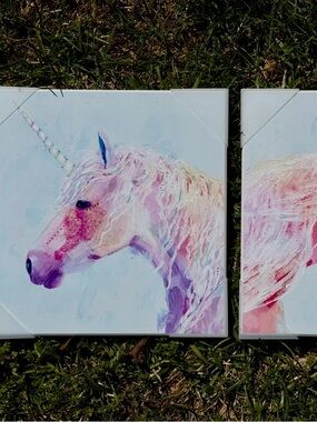 Mystic Unicorn on wood Art by Victoria Borges
New set of 2